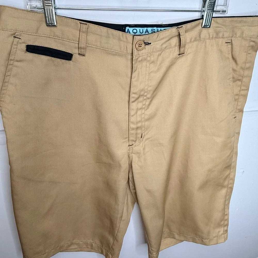 AQUASURF Chino Shorts Mens Sz 36 Tan Khaki‎ Contrast Trim Twill Preppy Vacation
